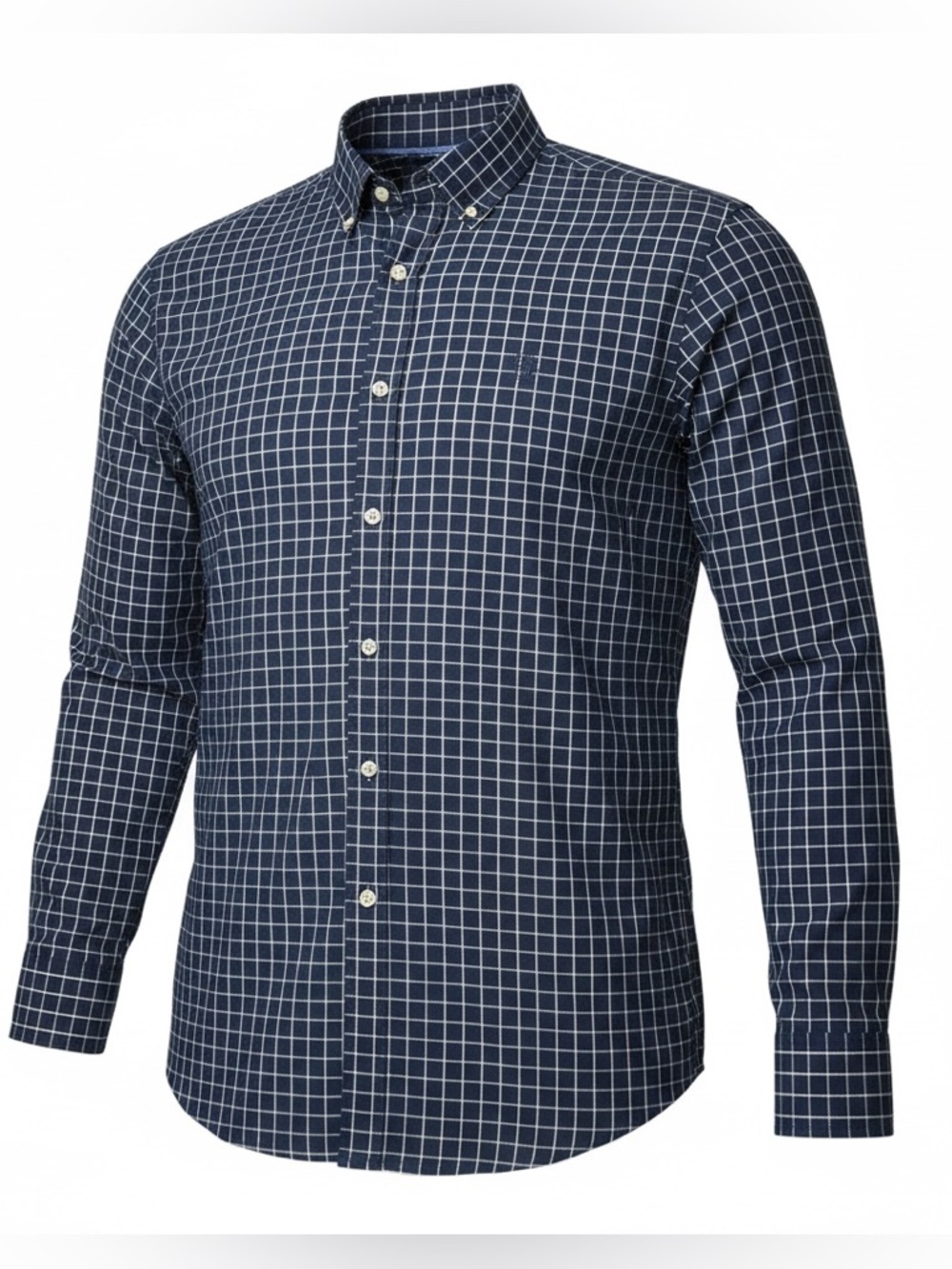 Chaps Button Down Navy Blue White Plaid Shirt Mens size XXL Cotton Blend